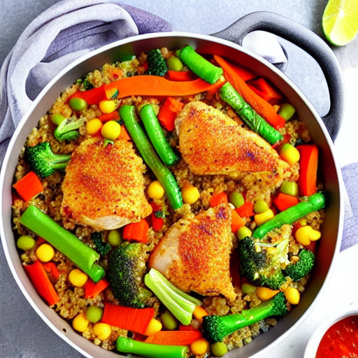 Chicken and Vegetable Casserole with Quinoa and Rice