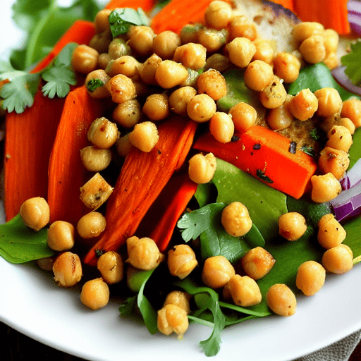 Roasted Vegetable and Chickpea Salad with Lemon Dressing
