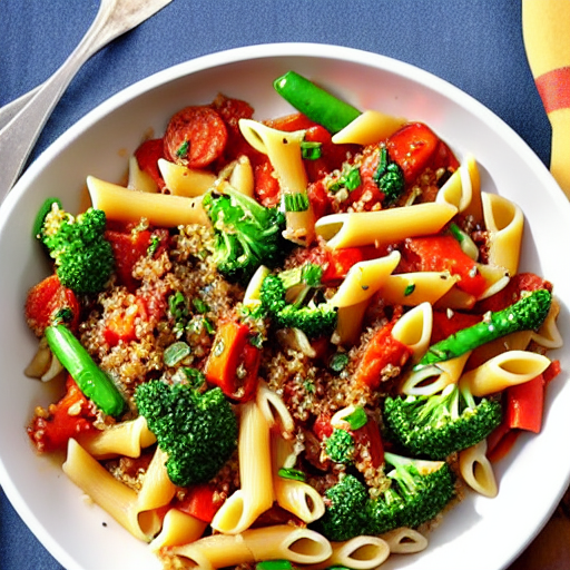 Beef and Vegetable Pasta with Quinoa and Cheese