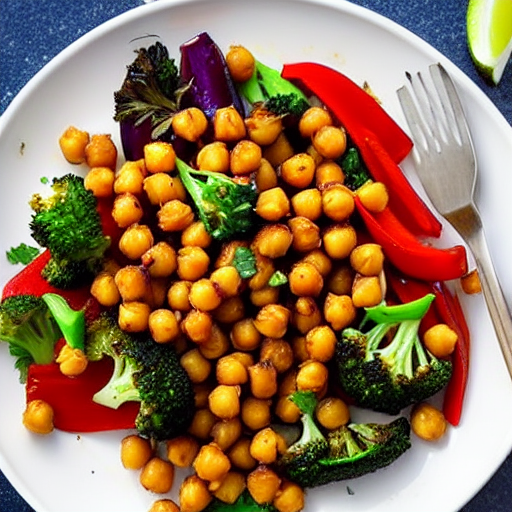Balsamic Roasted Vegetable and Chickpea Stir-Fry with Lentils and Quinoa and Chickpeas
