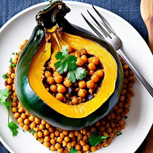 Stuffed Acorn Squash with Rice and Lentils and Chickpeas and Quinoa and Lentils and Chickpeas