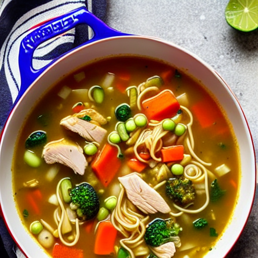 Chicken and Vegetable Soup with Noodles