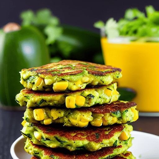 Zucchini and Corn Fritters with Avocado