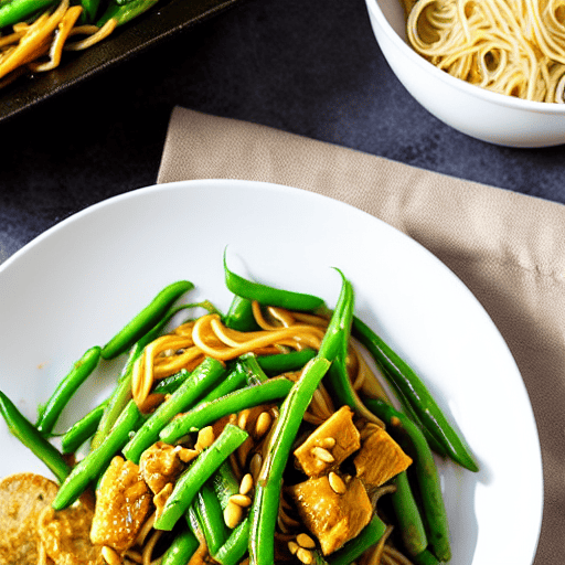 Halal Chicken and Green Bean Bake Stir-Fry Noodle