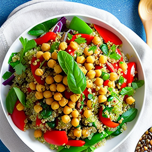 Vegetable and Rice Salad with Quinoa and Lentils and Chickpeas