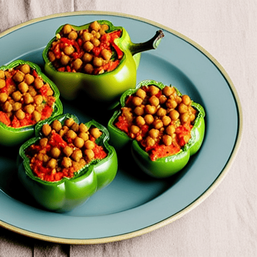 Stuffed Bell Peppers with Lentils and Spinach and Chickpeas and Lentils and Spinach and Lentils