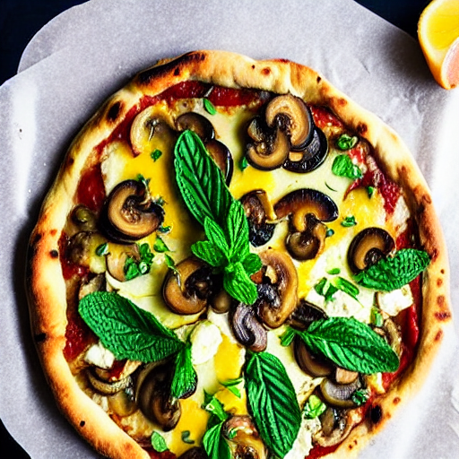 Mushroom and Mint Pizza