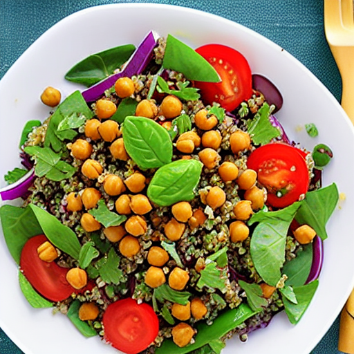 Vegetable and Lentil Salad with Quinoa and Chickpeas