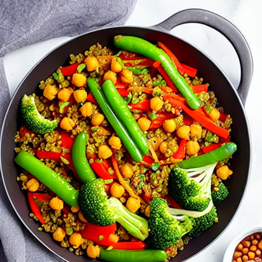Savory Potato and Vegetable Stir-Fry with Lentils and Chickpeas and Quinoa