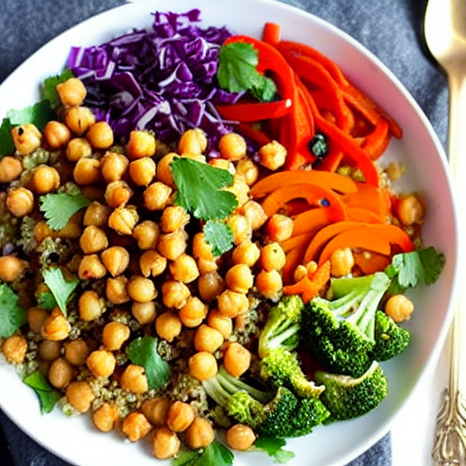 Roasted Vegetable and Chickpea Salad with Quinoa