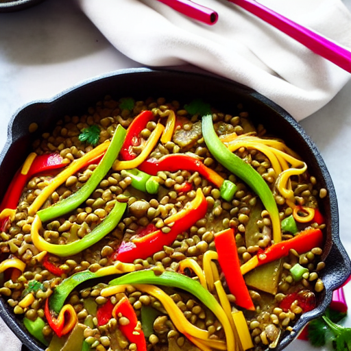 Vegetable and Lentil Stir-Fry Bake Noodle Casserole