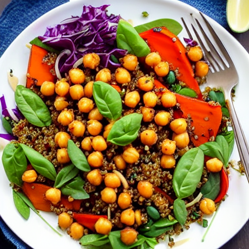 Balsamic Roasted Vegetable and Chickpea Salad with Quinoa