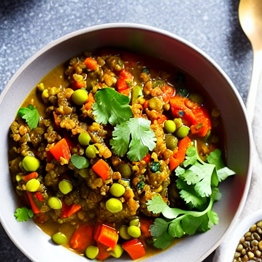 Vegetable and Lentil Curry Bowl with Quinoa and Spices