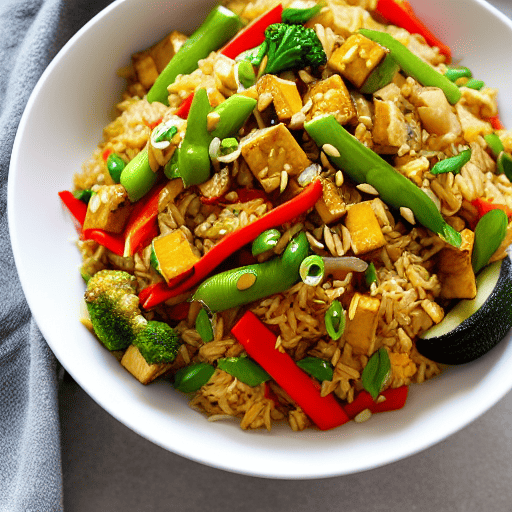 Vegetable and Tofu Stir-Fried Rice