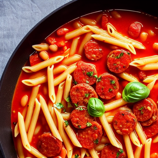 Pasta con Pomodoro e Fagioli e Salsiccia