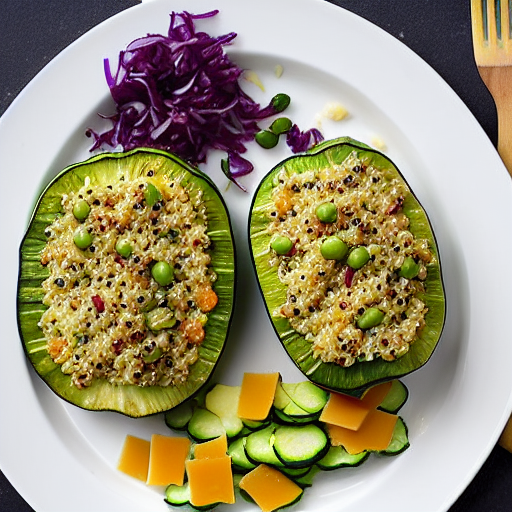 Vegetable and Cheese Stuffed Zucchini with Quinoa and Rice