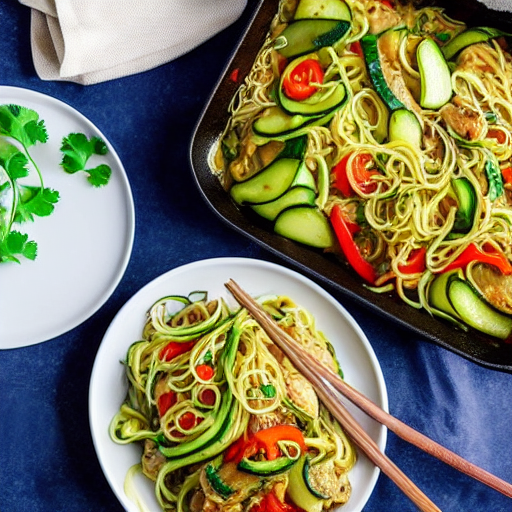 Halal Chicken and Zucchini Stir-Fry Bake Noodle Casserole