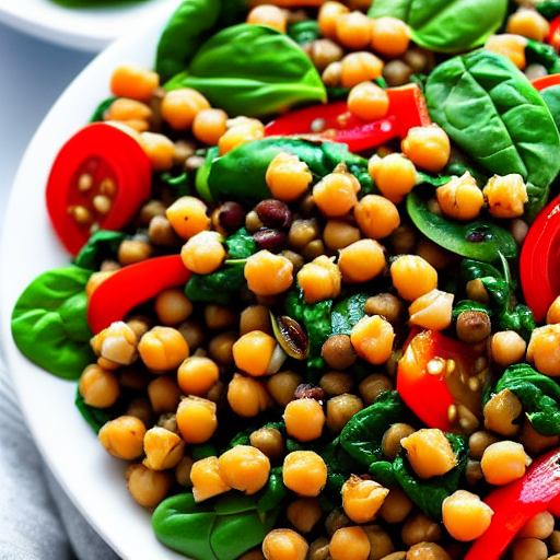 Grilled Vegetable and Lentil Salad with Chickpeas and Spinach