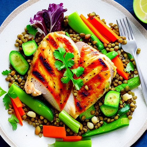 Chicken and Vegetable Salad with Lentils