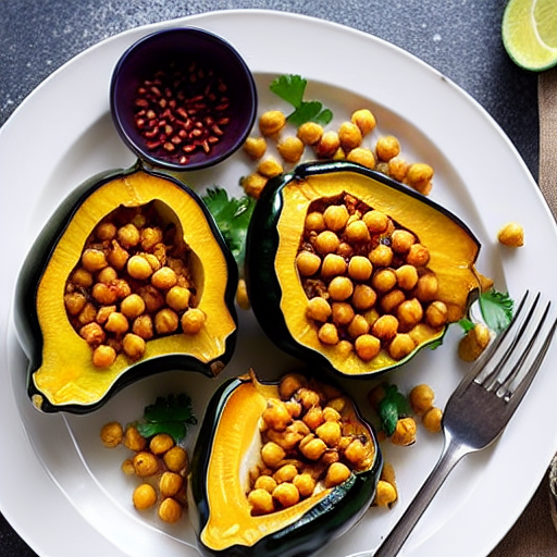 Stuffed Acorn Squash with Rice and Chickpeas