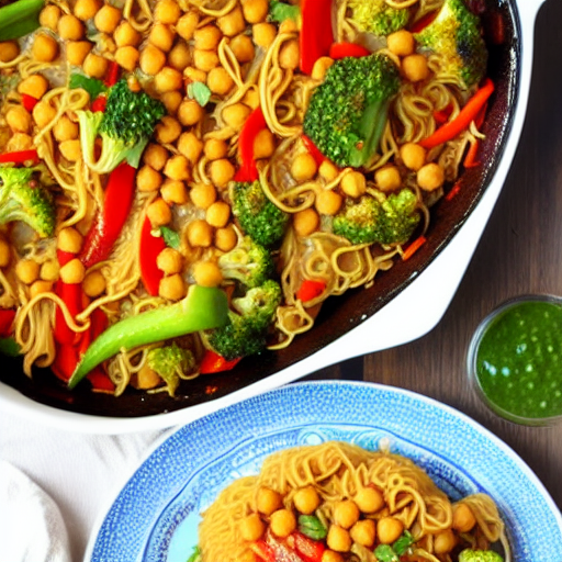 Vegetable and Chickpea Bake Noodle Stir-Fry Casserole Noodle