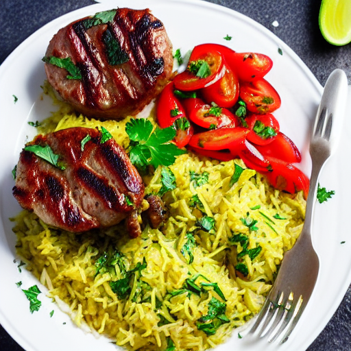 Riz Bil Kousa Wa Laban Wa Kebab