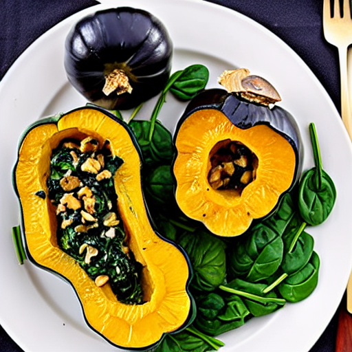 Savory Mushroom and Spinach Stuffed Acorn Squash