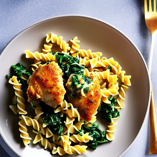 Fusilli com Frango e Espinafre