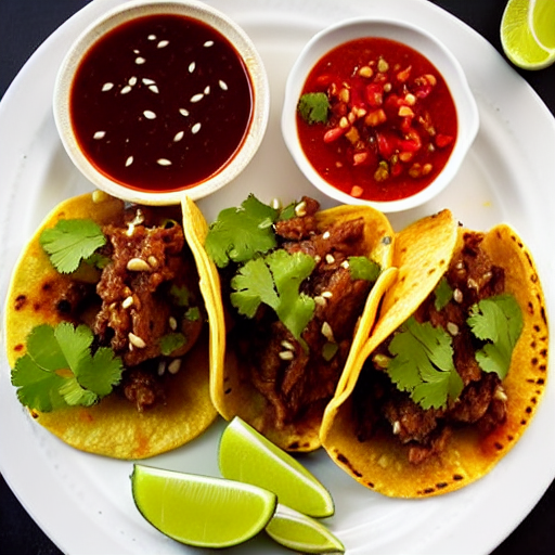 Tacos de Res en Salsa de Tamarindo y Jengibre y Cilantro