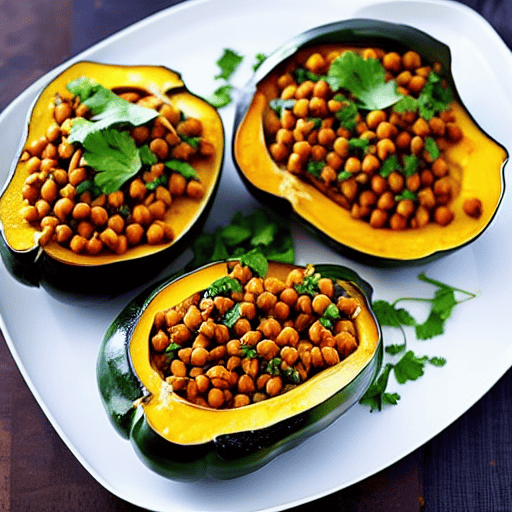 Stuffed Acorn Squash with Lentils and Spinach and Chickpeas and Lentils and Spinach and Lentils and Spinach