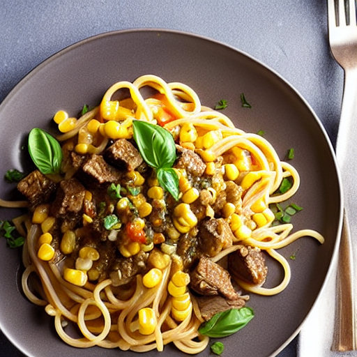 Pasta with Lamb and Corn