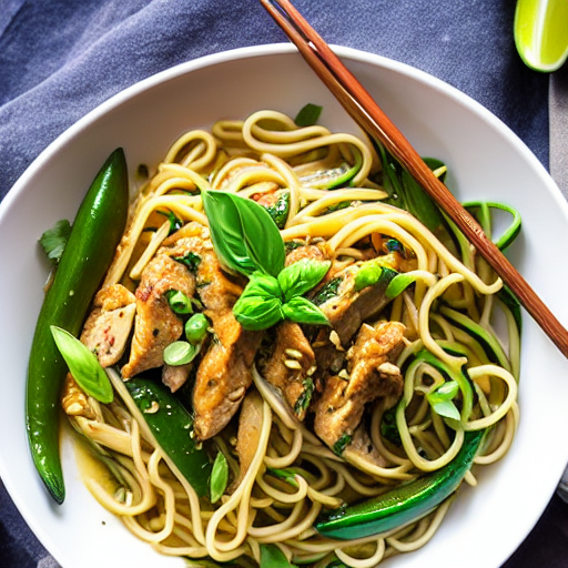 Keto Thai Basil Chicken Noodles