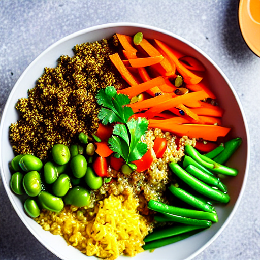 Savory Vegetable and Rice Bowl with Quinoa and Spices and Herbs