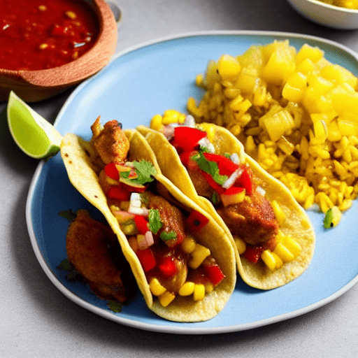 Tacos de Pollo en Salsa de Guayaba y Piña