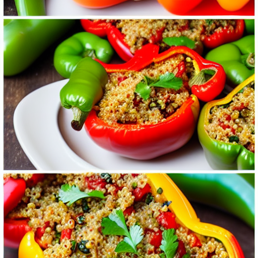 Stuffed Peppers with Quinoa and Cheese and Vegetables and Garlic