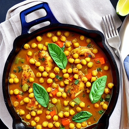 Garlic Butter Chicken and Vegetable Casserole with Lentils and Chickpeas
