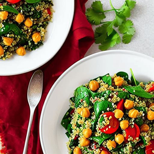 Vegetable and Quinoa Salad with Lentils and Spinach and Chickpeas and Lentils and Spinach and Lentils