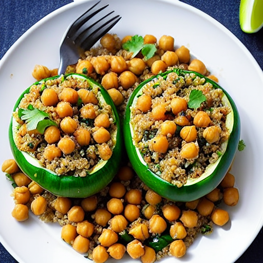 Stuffed Zucchini with Quinoa and Chickpeas