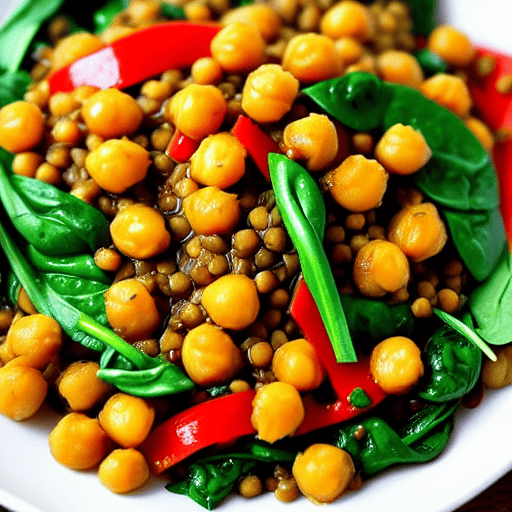 Chickpea and Vegetable Stir-Fry with Lentils and Spinach and Chickpeas and Lentils and Spinach and Lentils and Spinach