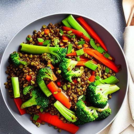 Vegetable and Tofu Stir-Fry with Lentils
