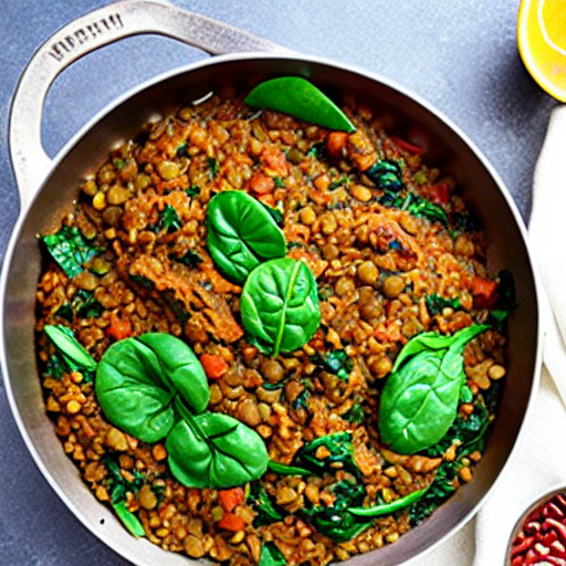 Moujadara with Spinach