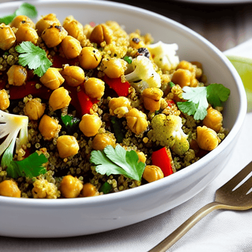 Roasted Cauliflower and Chickpeas Salad with Quinoa