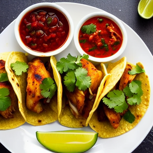 Tacos de Pollo en Salsa de Cilantro