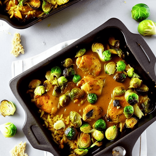 Halal Chicken and Brussels Sprouts Bake