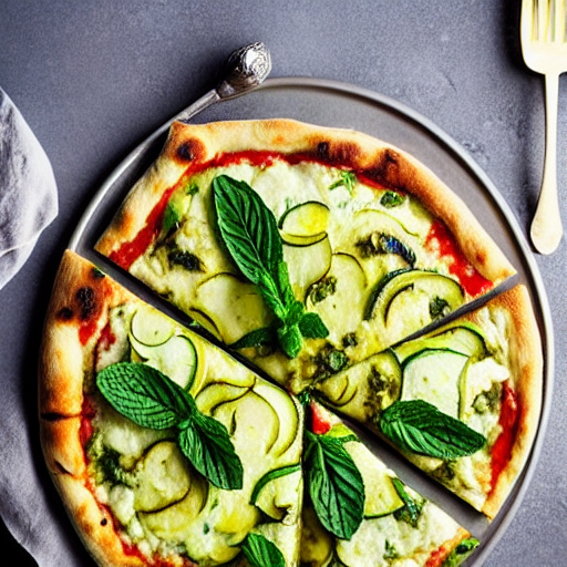 Zucchini and Mint Pizza