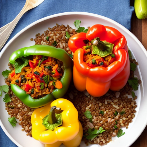 Stuffed Bell Peppers with Rice and Lentils