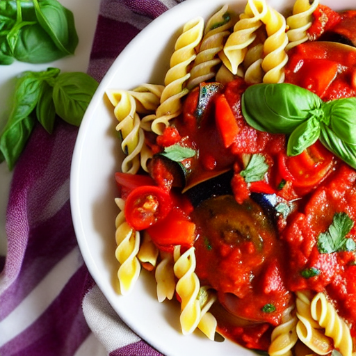 Pasta con Salsa di Melanzane e Pomodori