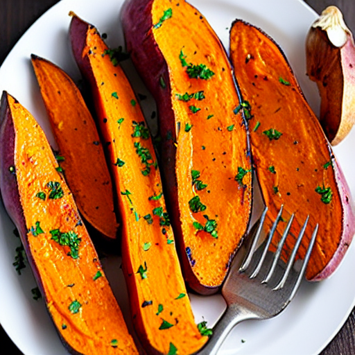 Garlic Butter Roasted Sweet Potatoes