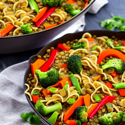 Vegetable and Lentil Noodle Bake Stir-Fry Casserole