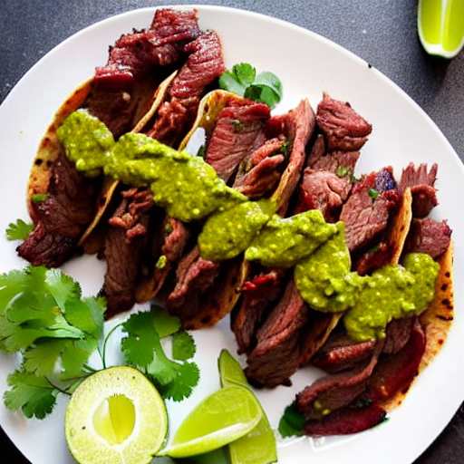 Tacos de Res con Salsa de Cilantro
